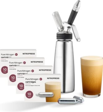 NitroPress Nitro Cold Brew Maker And Dispenser, Nitro Machine, Cold Brew Kit with 40 Nitro Chargers