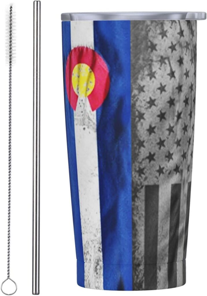 Colorado Flag Insulated Tumbler Cup With Straw Lid | Reusable Stainless Steel Water Bottle For Cold Brew Tea Iced Coffee Travel Mug | 20oz Colorado Flag Insulated Tumbler Cup With Straw Lid | Reusable Stainless Steel Water Bottle For Cold Brew Tea Iced Coffee Travel Mug | 20oz