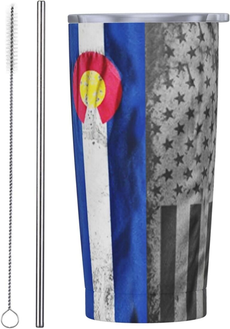 Colorado Flag Insulated Tumbler Cup With Straw Lid | Reusable Stainless Steel Water Bottle For Cold Brew Tea Iced Coffee Travel Mug | 20oz