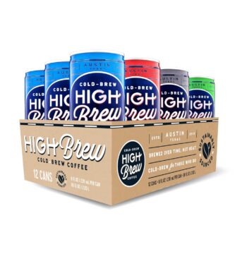 High Brew Coffee | Cold Brew Iced Coffee Variety Pack | Lightly Sweetened with Pure Cane Sugar, 140mg Natural Caffeine, Patiently Brewed & Never Heated, Low-Acid, Ready-to-Drink | 8 oz Cans (Pack of 12) – Includes Double Espresso, Mexican Vanilla, Dark Chocolate Mocha & Black & Bold