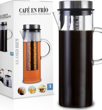 Deluxe Cold Brew Coffee Maker with Removable Stainless Steel Filter (Stainless Steel 44oz/1300ml/1.4QT)