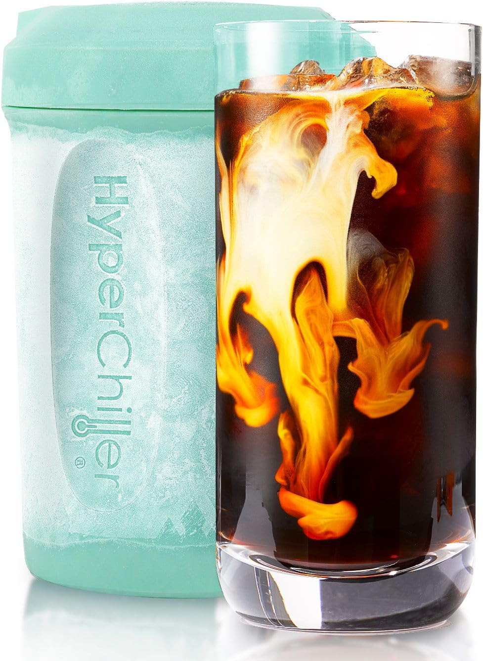HyperChiller HC1 Patented Iced Coffee/Beverage Cooler, NEW, IMPROVED,STRONGER AND MORE DURABLE! Ready in One Minute, Reusable for Iced Tea, Wine, Spirits, Alcohol, Juice, 12.5 Oz, Mint