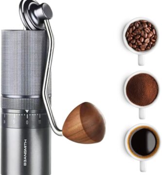 M1 Manual Coffee Grinder – 7 Star Stainless Steel Conical Burr, 60 Clicks External Adjustment, 30g Capacity : Portable Burr Grinder for Espresso, French Press, Turkish, Cold Brew
