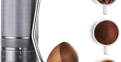 M1 Manual Coffee Grinder – 7 Star Stainless Steel Conical Burr, 60 Clicks External Adjustment, 30g Capacity : Portable Burr Grinder for Espresso, French Press, Turkish, Cold Brew