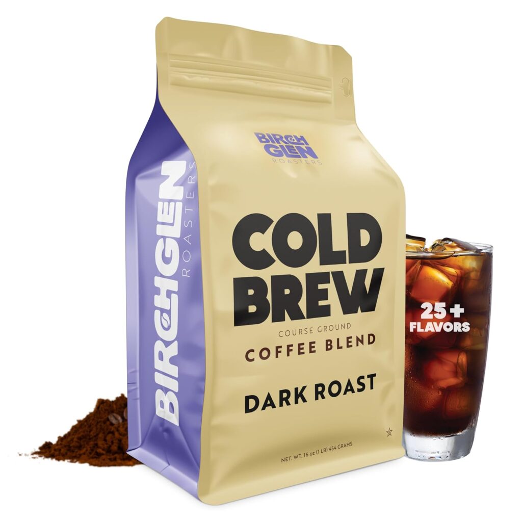 1 lb Dark Roast Cold Brew Coffee Blend, Coarse Ground Colombian – Birch Glen Roasters – 16 oz Resealable Bag 1 lb Dark Roast Cold Brew Coffee Blend, Coarse Ground Colombian – Birch Glen Roasters – 16 oz Resealable Bag