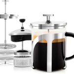 OVENTE French Press Coffee Maker, 20oz Heat Resistant Borosilicate Glass, BPA-Free Brewing Pot with 4-Level Filter System and Stainless Steel Plunger for Cold Brew Coffee, Tea and More, Clear FGC20T