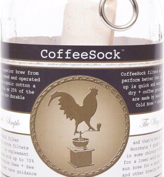 CoffeeSock Cold Brew Kit 64 Ounce – Reusable Organic Cotton Filter and Jar | Coffee Sock Cloth Coffee Filter | Zero-Waste & Eco-Friendly – 2 LITER, HALF GALLON, 64 OUNCE