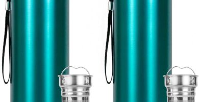 London Sip 25 oz Multi-Function Travel Mug and Tumbler Tea Infuser Water Bottle Fruit Infuser Flask Hot and Cold Double Wall Stainless Steel Coffee Thermos, Celestial Blue, Pack of 2