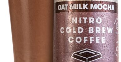 RISE Brewing Co. | Oat Milk Mocha Nitro Cold Brew Latte (4 7 fl. oz. Cans) – USDA Organic, Non-GMO | Vegan & Dairy Free | Draft Nitrogen Pour, Clean Energy, Low Acidity & Refreshingly Smooth