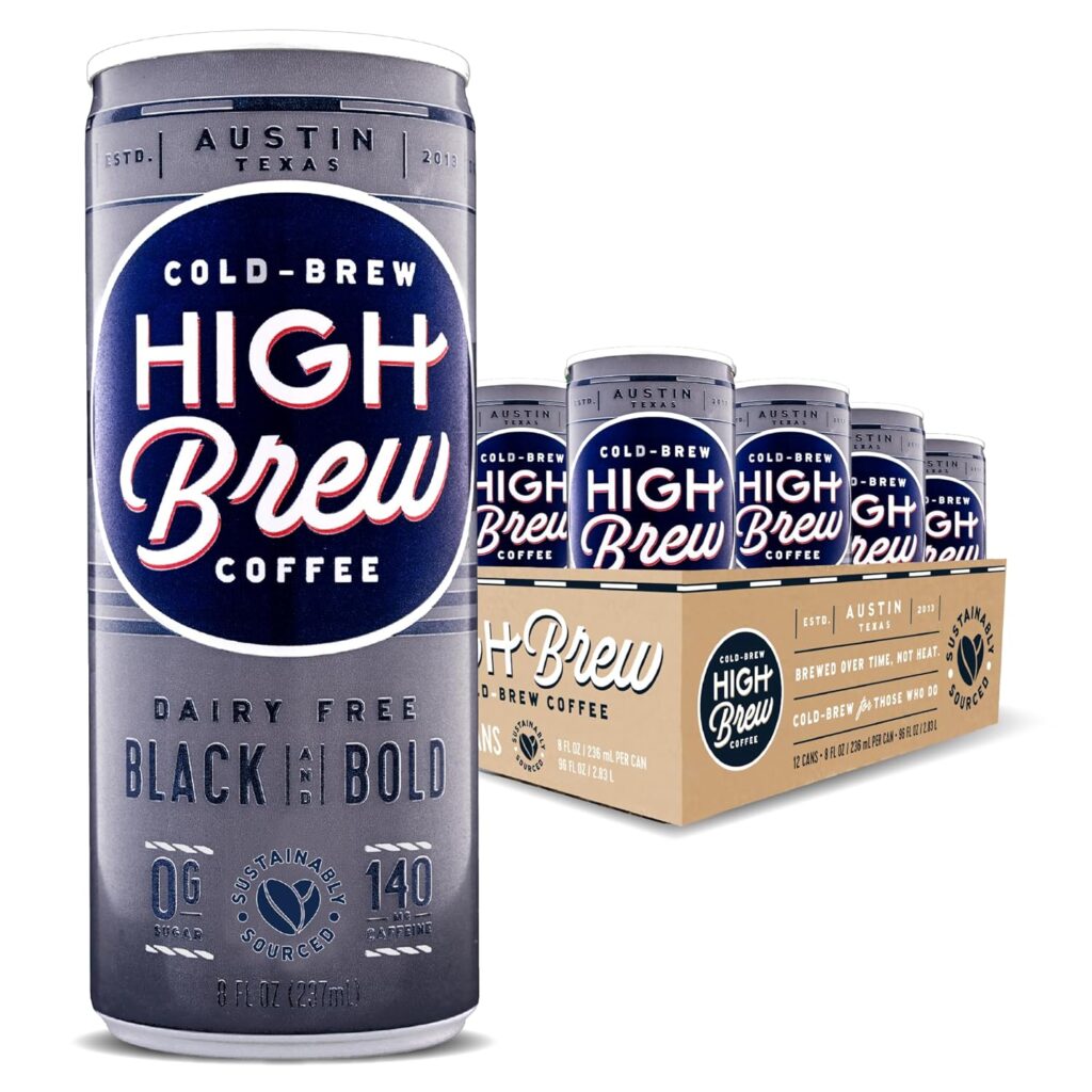 High Brew Black & Bold Cold Brew Coffee, Caffeinated, Dairy Free, 8 Ounces (Pack Of 12) High Brew Black & Bold Cold Brew Coffee, Caffeinated, Dairy Free, 8 Ounces (Pack Of 12)