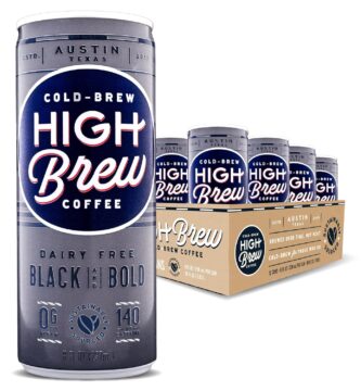 High Brew Black & Bold Cold Brew Coffee, Caffeinated, Dairy Free, 8 Ounces (Pack Of 12)