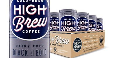 High Brew Black & Bold Cold Brew Coffee, Caffeinated, Dairy Free, 8 Ounces (Pack Of 12)