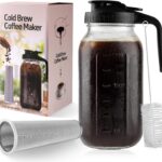 Cold Brew Coffee Maker, 64 oz Glass Pitcher with Mesh Filter, 2 Quart Mason Jar with Lid