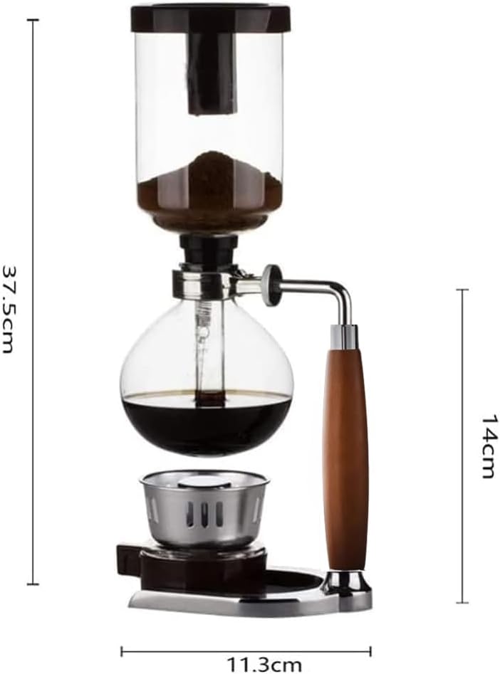 5 Cup,Siphon Coffee Maker with Wooden Handle ，syphon coffee brewer，coffee siphon，Vacuum Brewer Pot, Japanese Syphon Machine, Glass Drip Coffee Maker Set,Comes With 10 Sheets Of Coffee Filter Cloths