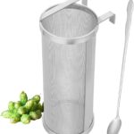 AMGSH Hop Filter 4 X 10 inch, Hop Spider 300 Micron Mesh Stainless Steel Hop Strainer for Home Brewing Beer Tea Kettle Honey Filter with 10in Spoon