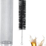 Beer Dry Hopper Filter, 300 Micron 50 Mesh Stainless Steel with Lid, Coffee Filter with Nylon Brush, for Beer Brewing, Wine Straining, Homemade fruit strainer