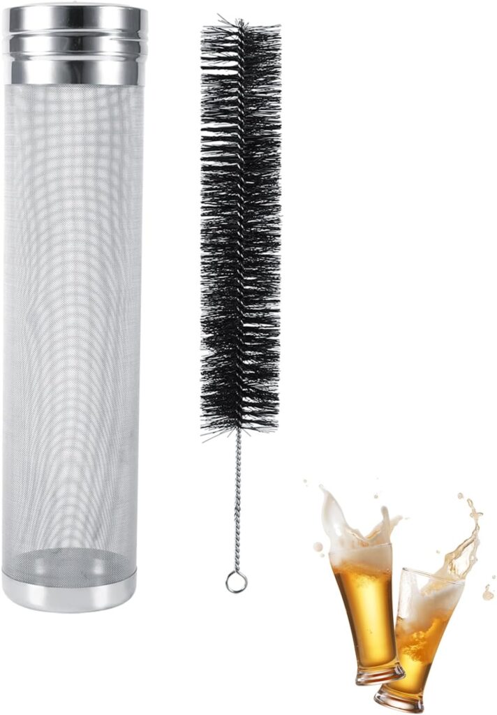 Beer Dry Hopper Filter, 300 Micron 50 Mesh Stainless Steel with Lid, Coffee Filter with Nylon Brush, for Beer Brewing, Wine Straining, Homemade fruit strainer