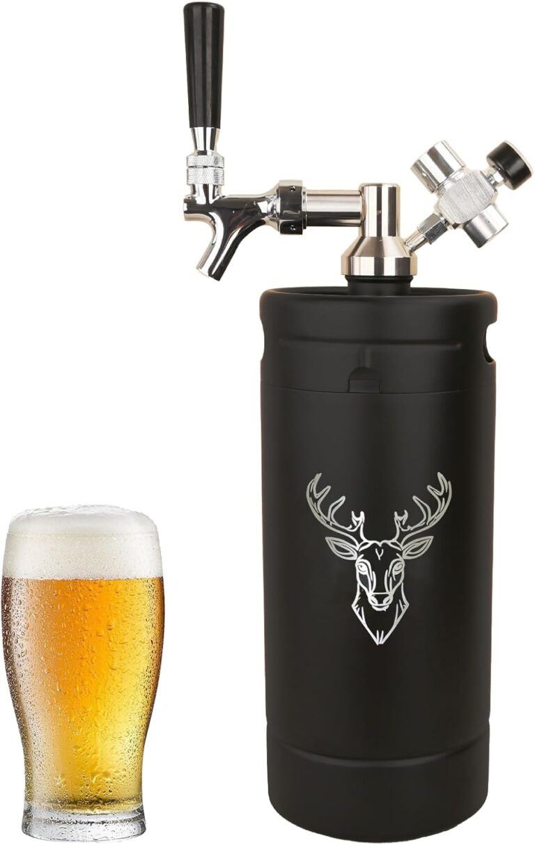 Beer Growler Tap System,128oz Portable Mini Keg Draft Beer Dispenser with Foldable Funne and Pressure Display,Stainless Steel Pressurized Beer Growler, Leak-Proof Ring, Homebrew, Craft Beer