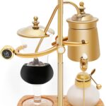 Belgian Balance Siphon Coffee Maker, Vintage Syphon Coffee Machines Vacuum Brewing System, Gold Royal Family Coffee Makers with handle for Home, Café shop (400ml/13.53oz) (Gold)