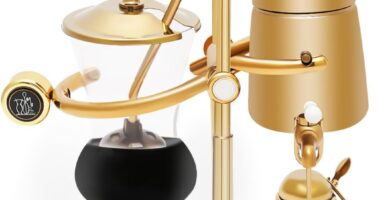 Belgian Balance Siphon Coffee Maker, Vintage Syphon Coffee Machines Vacuum Brewing System, Gold Royal Family Coffee Makers with handle for Home, Café shop (400ml/13.53oz) (Gold) Belgian Balance Siphon Coffee Maker, Vintage Syphon Coffee Machines Vacuum Brewing System, Gold Royal Family Coffee Makers with handle for Home, Café shop (400ml/13.53oz) (Gold)
