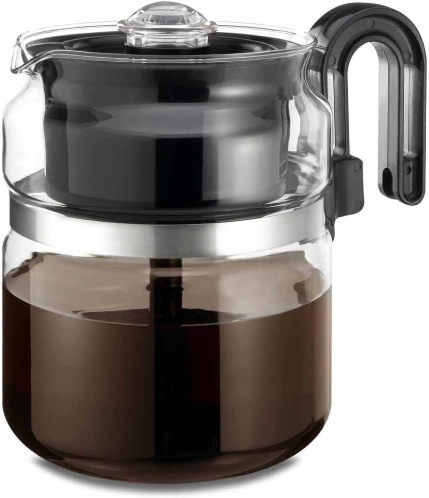 Café Brew Collection 8-Cup Glass Stovetop Percolator Coffee Pot – Borosilicate Glass Coffee Percolator – BPA Free – Dishwasher Safe – Brewing on Electric and Gas Ranges