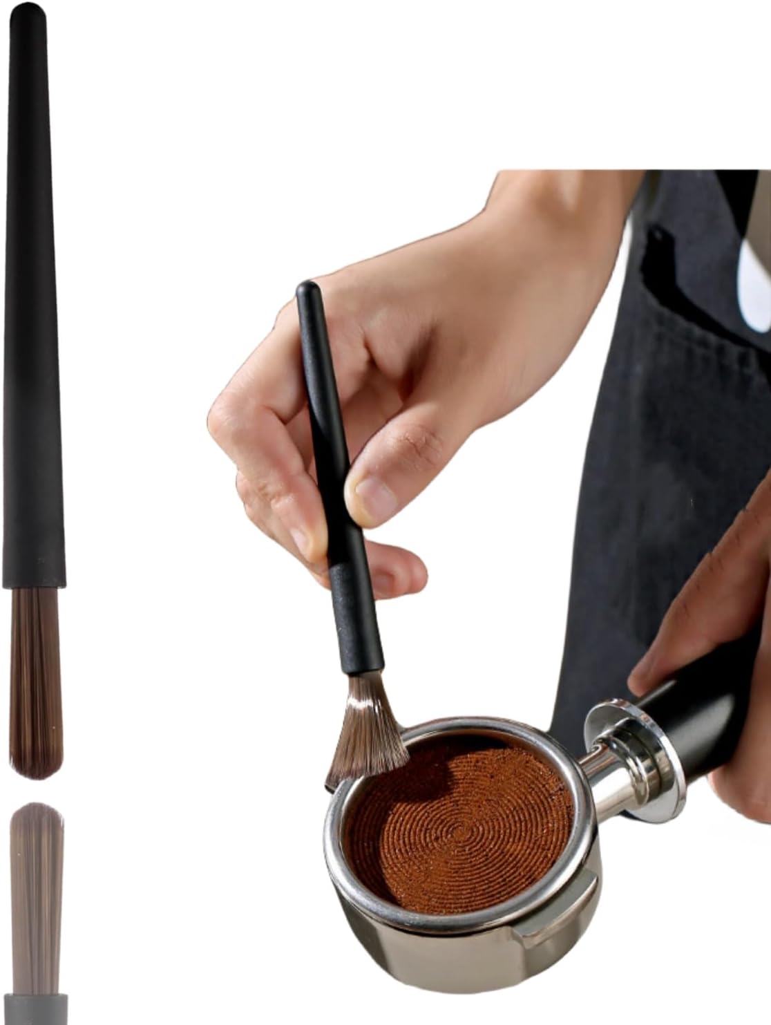 Generic Coffee Brush Professional Coffee Grinder Brush ABS Handle with Nylon Bristles Espresso Grounds Cleaning Brush for Baristas Kitchen Tool for Coffee Beans Home Essential Portafilter Brush Black