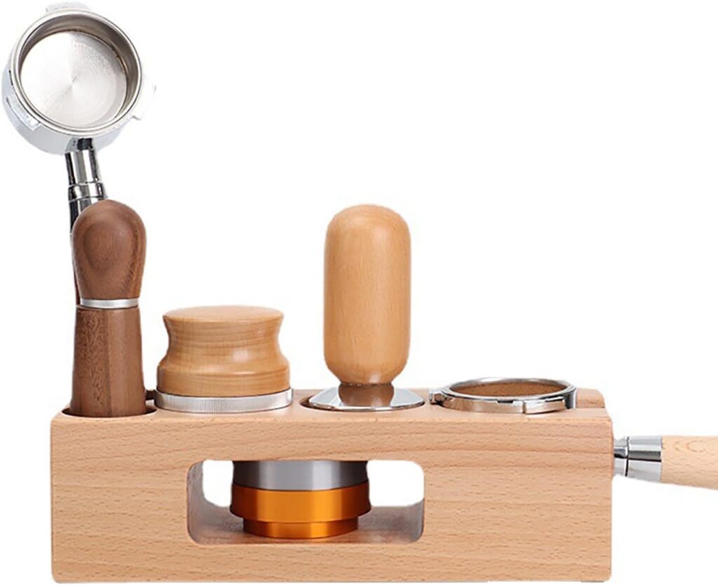 Joyeee Espresso Tamping Station, Beech Wood Portafilter Holder Espresso Coffee Equipment for Bar Home Office, Fit for 58MM (Accessories not Included)
