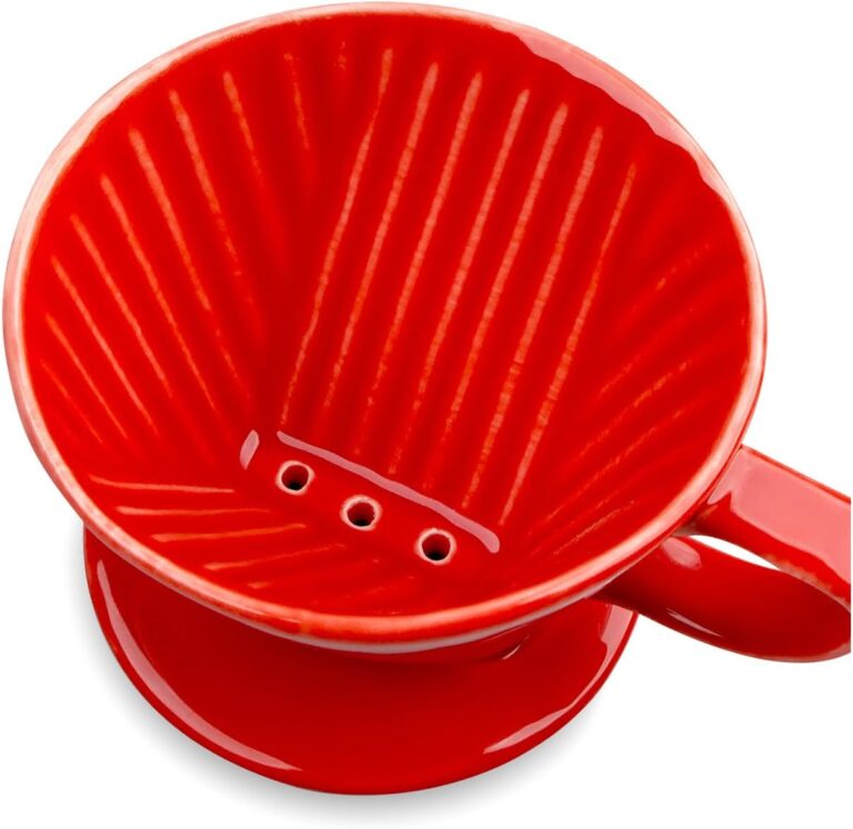 NBYHZLS Handmade Pour Over Ceramic Coffee Dripper – Authentic Brewing Experience for Camping, Office, and Home (Red)