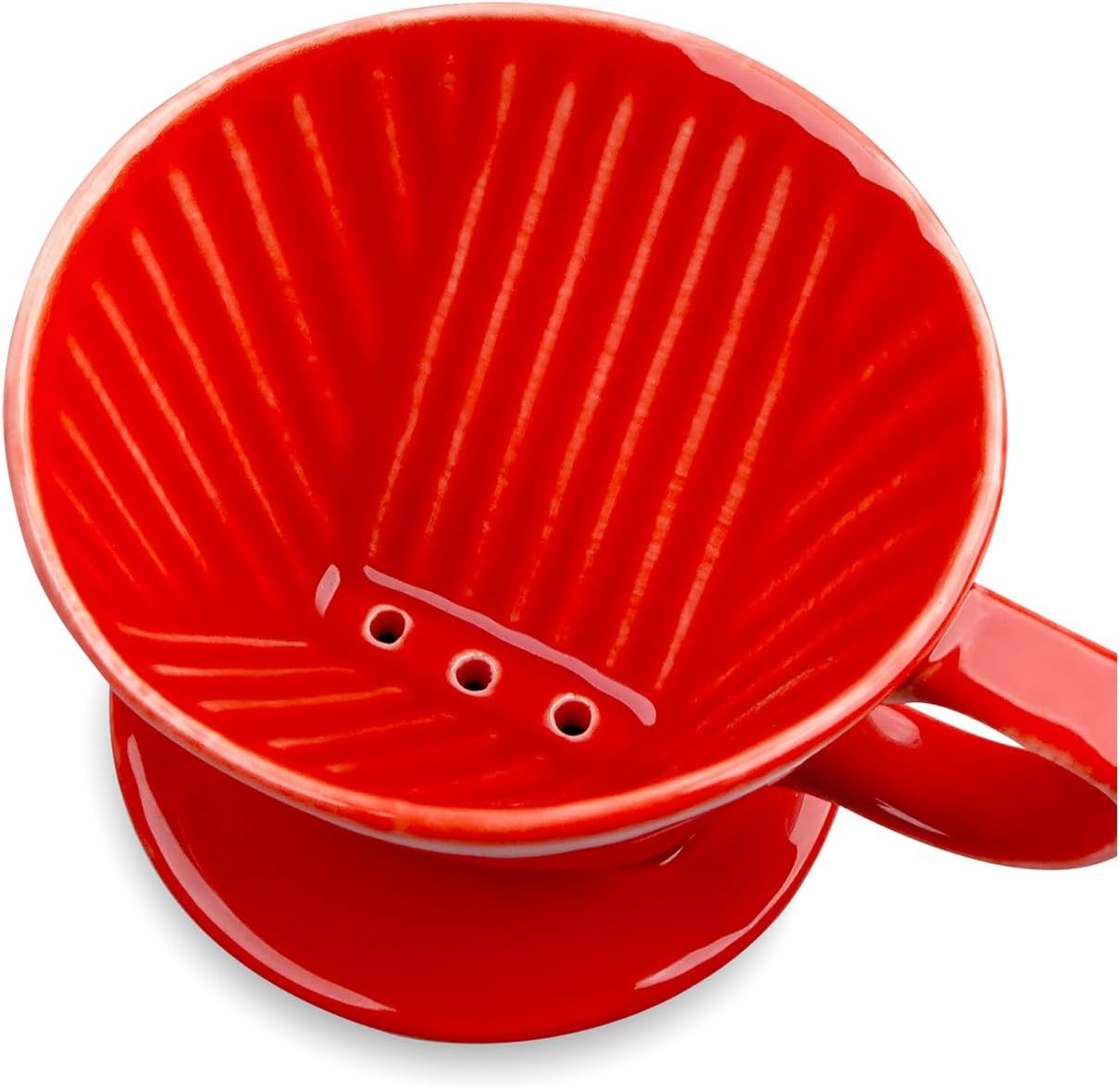 NBYHZLS Handmade Pour Over Ceramic Coffee Dripper – Authentic Brewing Experience for Camping, Office, and Home (Red) NBYHZLS Handmade Pour Over Ceramic Coffee Dripper – Authentic Brewing Experience for Camping, Office, and Home (Red)