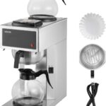 VEVOR Commercial Drip Coffee Maker, 12 Cups Coffee-Maker Machine with 2 Glass Carafes and 2 Decanter Warmer Plates, Stainless Steel Drip Style Coffee Brewer, for Restaurant, Office, Coffee Shop & Home