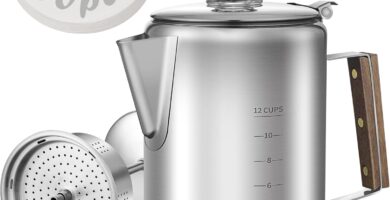 shoxil Coffee Percolator with 100pcs Coffee Filters – 12 Cups | Durable Stainless Steel Material Camping Coffee Pot| Brew Coffee On Fire, Grill or Stovetop | Ideal for Home, Camping