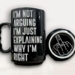 17 Oz Funny Black Coffee Mug with Engaved Sarcastic Quote – I’m Not Arguing – I’m Just Explaining Why Im Right – Funny Ceramic Mug For Birthday, Father’s Day, Christmas Gift