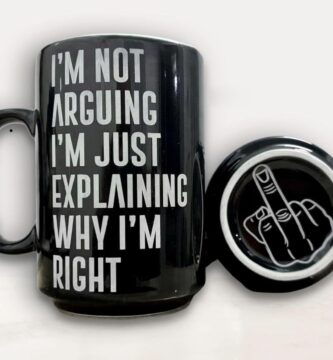 17 Oz Funny Black Coffee Mug with Engaved Sarcastic Quote – I’m Not Arguing – I’m Just Explaining Why Im Right – Funny Ceramic Mug For Birthday, Father’s Day, Christmas Gift