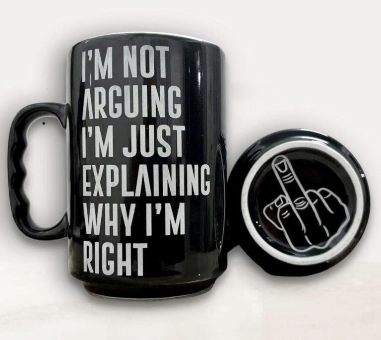 17 Oz Funny Black Coffee Mug with Engaved Sarcastic Quote – I’m Not Arguing – I’m Just Explaining Why Im Right – Funny Ceramic Mug For Birthday, Father’s Day, Christmas Gift