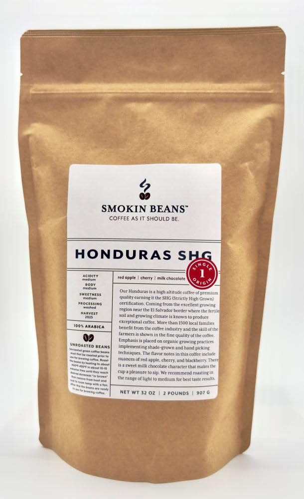 2-Pound Honduras, Unroasted Green Arabica Coffee Beans, Fresh Current Crop Specialty Grade, Roast the Beans Yourself at Home on Your Roasting Equipment Prior to Using for Brewing Coffee