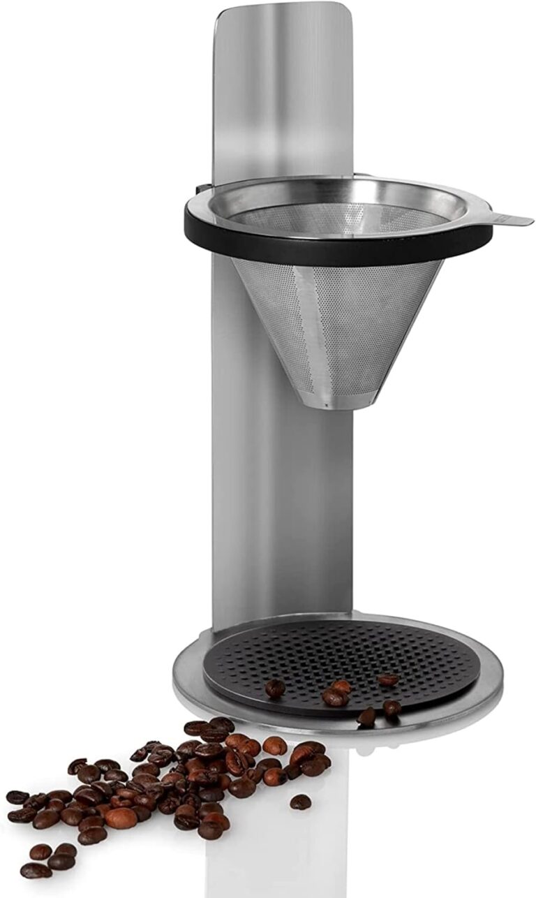 AdHoc Mr. Brew Pour-Over Coffee Maker – Double-Walled Stainless Steel Filter for Full Coffee Flavor – Coffee Accessory for Pour-Over Coffee – Magnetic Holder for Paper Coffee Filters