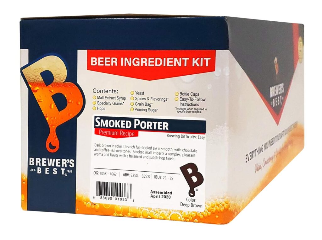 Brewer’s Best – 1033 – Home Brew Beer Ingredient Kit (5 gallon), (Smoked Porter) Brown