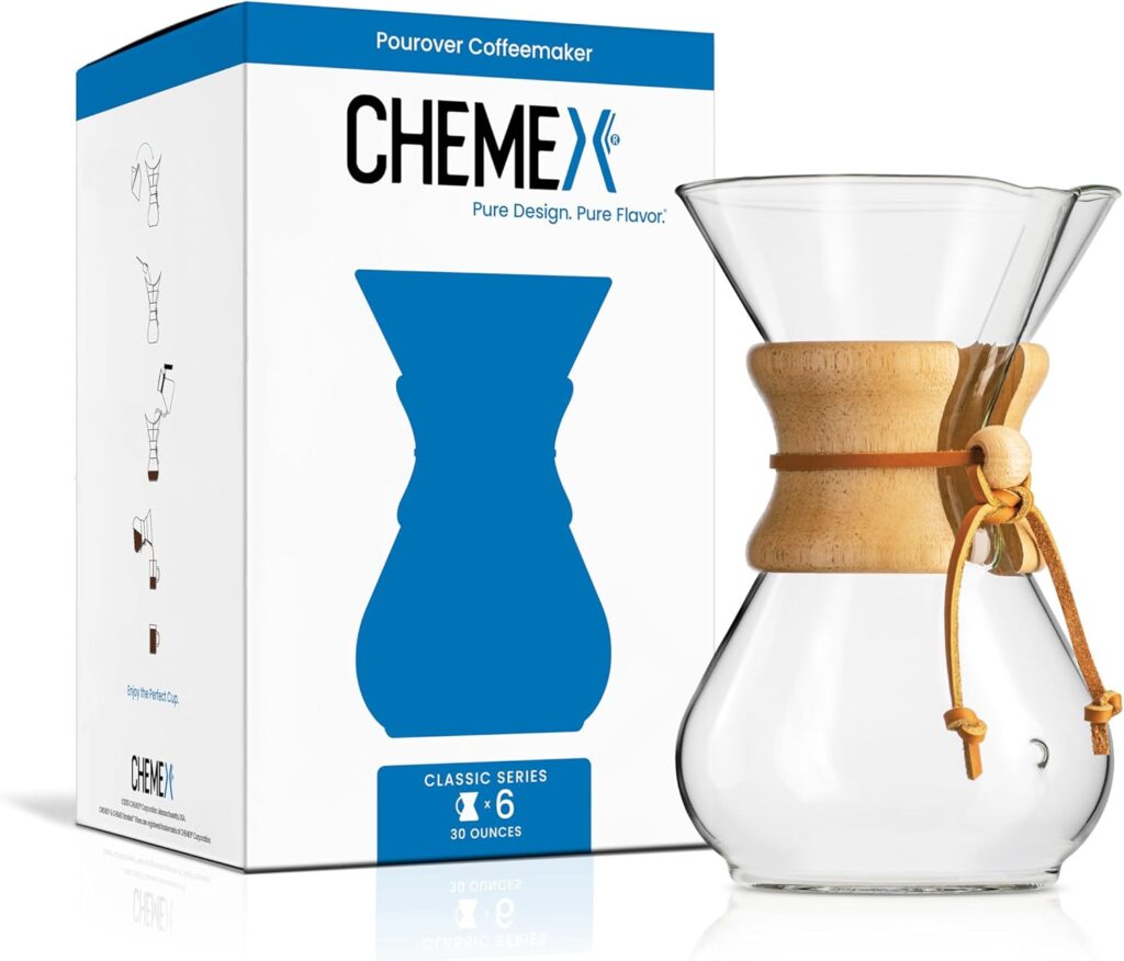 Chemex Pour-Over Glass Coffeemaker – Classic Series – 6-Cup – Exclusive Packaging