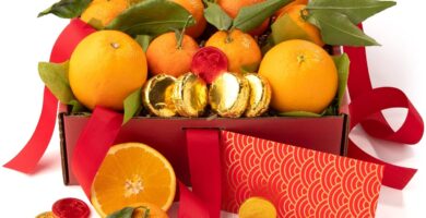 Lunar New Year Fruit & Chocolate Gift Box – Fresh Premium Fruit with Artisan Chocolates, Chinese New Year Gift Basket for Family, Friends & Corporate Gifting