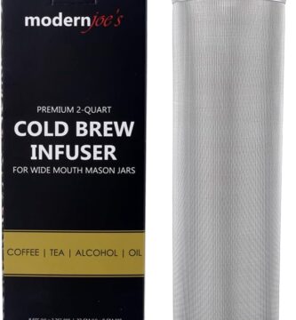 MODERNJOE’S Premium Infuser Cold Brew Coffee Maker for 2 Quart Wide Mouth Mason Jars. Cold Brew Coffee Filter. Iced Coffee and Tea. Heavy Duty Gauge 100 Micron Mesh 304 Stainless Steel
