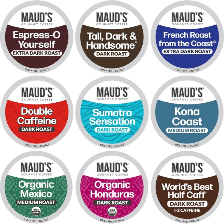 Maud’s Bold Dark Roast Coffee Pods Variety Pack, 40 ct, 9 Assorted Dark Roast Flavors in Recyclable Single Serve Pods – 100% Arabica Coffee, Compatible with Keurig K Cups Maker