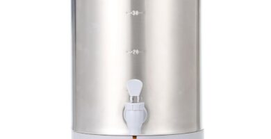 SYBO 45Cup Coffee Urn, Commercial Grade Stainless Steel Percolate Coffee Maker, Removable Filter, Easy to Clean, Hot Water Urn for Catering, Hot Beverage Dispenser with Cool-Touch Handles, 6L, Grey
