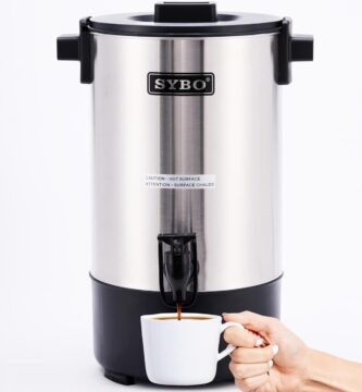 SYBO 6L Commercial Coffee Maker, Stainless Steel Coffee Urn With Cool-Touch Handles, Electric Coffee Pot Hot Beverage Dispenser, Quick-Brewing Coffee Urn, For Events,Party & Catering – 45 Cup