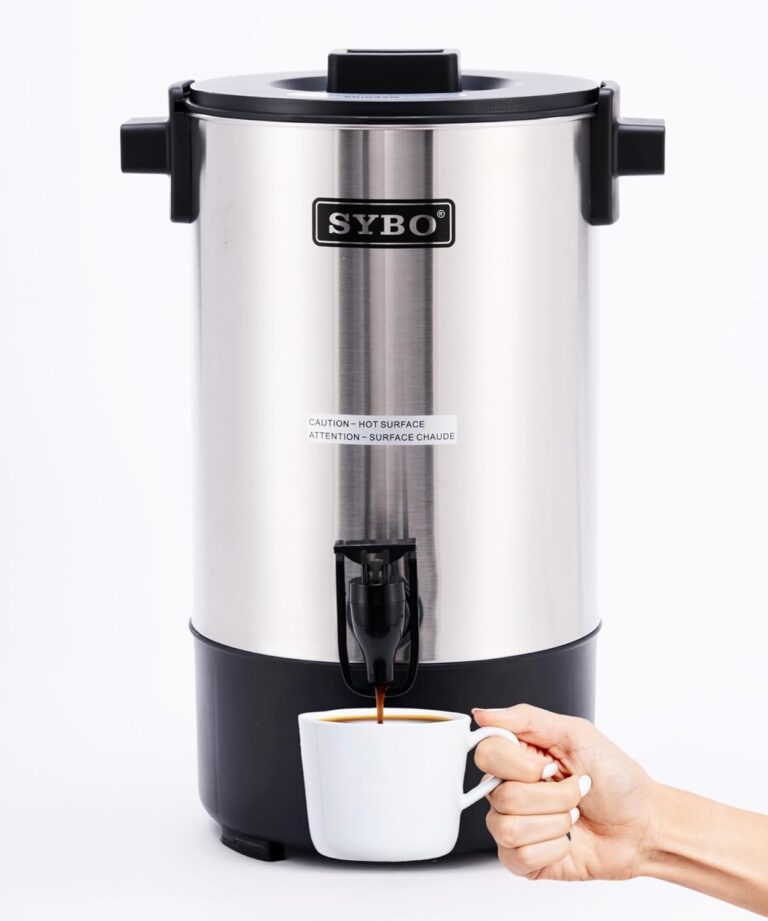 SYBO 6L Commercial Coffee Maker, Stainless Steel Coffee Urn With Cool-Touch Handles, Electric Coffee Pot Hot Beverage Dispenser, Quick-Brewing Coffee Urn, For Events,Party & Catering – 45 Cup