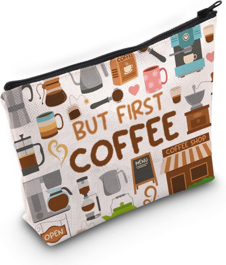 WZMPA Coffee Lover Survival Kit Coffee Drinker Themed Gift But First Coffee Travel Zipper Pouch Bag For Coffee Maker (But First Coffee)