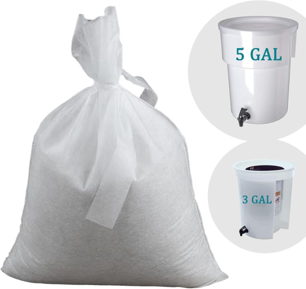 Yzurbu 100pcs 16”x20” Cold Brew Coffee Filter Bags, No Mess Disposable Filter Bag with Straps for Coffee Shop 5-Gallon Systems