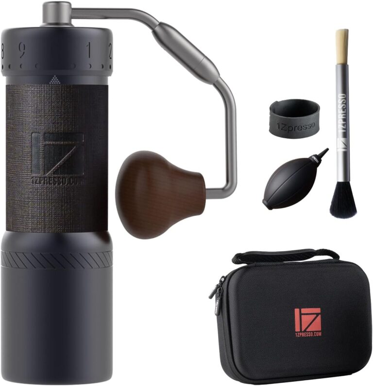 1Zpresso J-Ultra Manual Coffee Grinder Iron Gray, Conical Burr, Foldable Handle, Magnet Catch Cup Capacity 40g, Numerical Adjustable Finely Setting, Faster Grinding Efficiency Ideal for Espresso