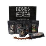 Bones Coffee Company Favorite Flavors Sample Pack Box Set with Specialty Coffee Mug, 5 Assorted Single-Origin Low Acid Medium Roast Arabica Beans Flavored Coffee Gifts, 4 oz Pack of 5 Ground