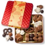 Chinese New Year Chocolate Gift Tin – Gourmet Chocolate Assortment Gift Box, Red Candy Tin with Premium Milk & Dark Chocolates, Lunar New Year Gift for Family Friends Coworkers, Holiday Treats- Bonnie and Pop
