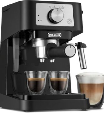 De’Longhi Stilosa Manual Espresso Machine, Compact Coffee Maker, 15 Bar Pump Pressure, Manual Milk Frother Steam Wand for Authentic Single & Double Espresso, Lattes & Cappuccinos, Tamper Included